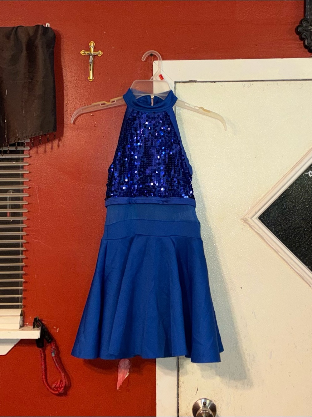 Weissman Royal Blue Sequin Halter Dance Costume